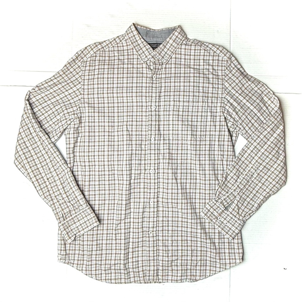 Banana Republic‎ Men’s Large Slim Fit Luxe Flannel Button Shirt Plaid Essential